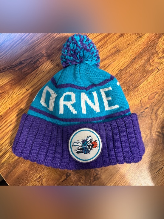 Mitchell & Ness Other - Mitchell & Ness Teal and Purple Pom Pom Beanie with Hornets Patch